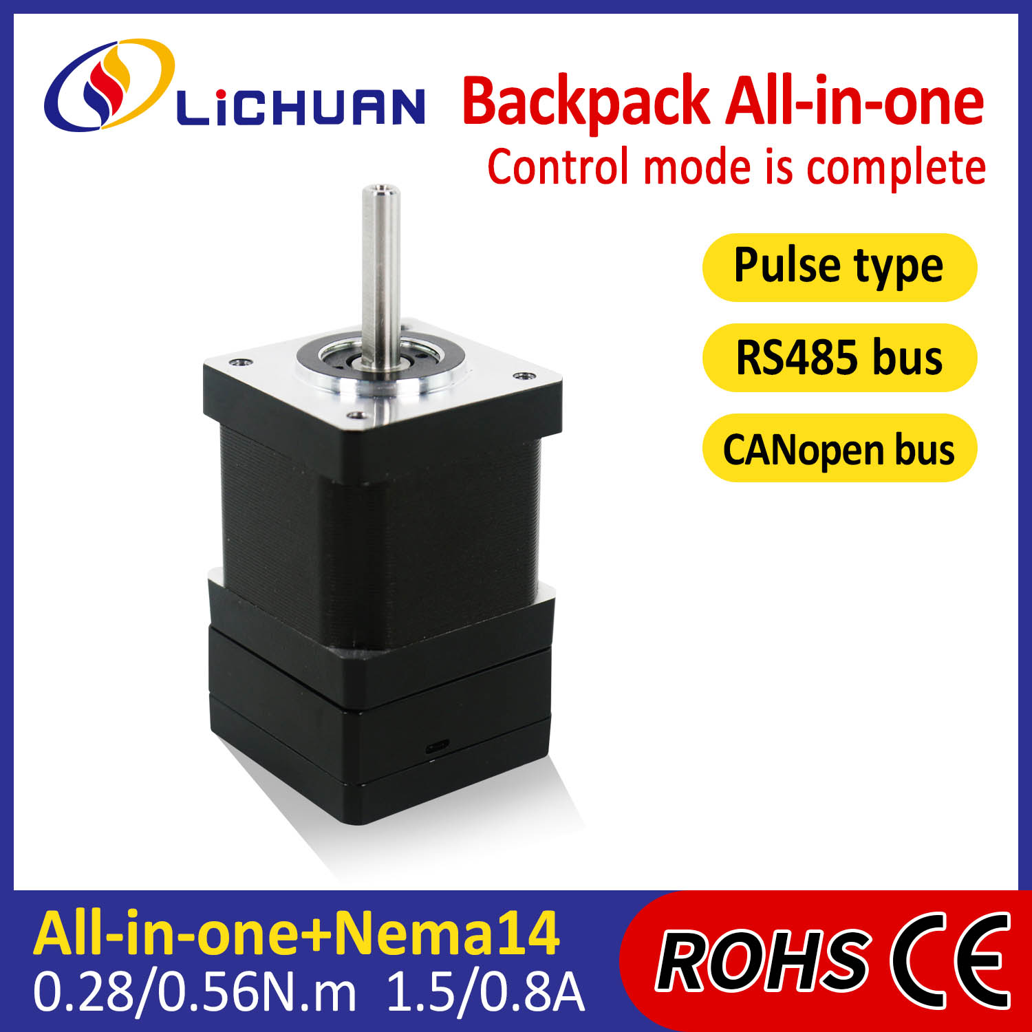 Uri ng Backpack NEMA14 Buksan ang loop-closed loop integrated stepper motor