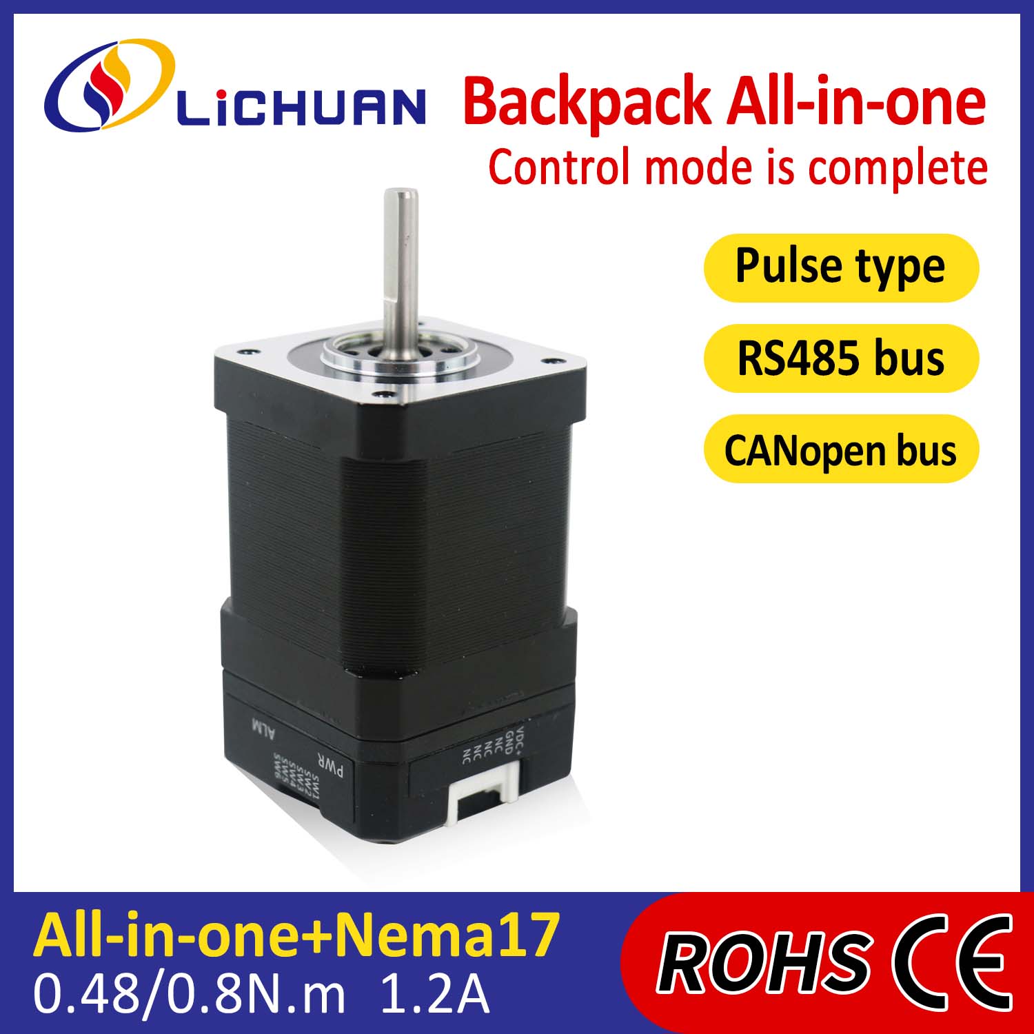 Uri ng Backpack NEMA17 Buksan ang loop-closed loop integrated stepper motor