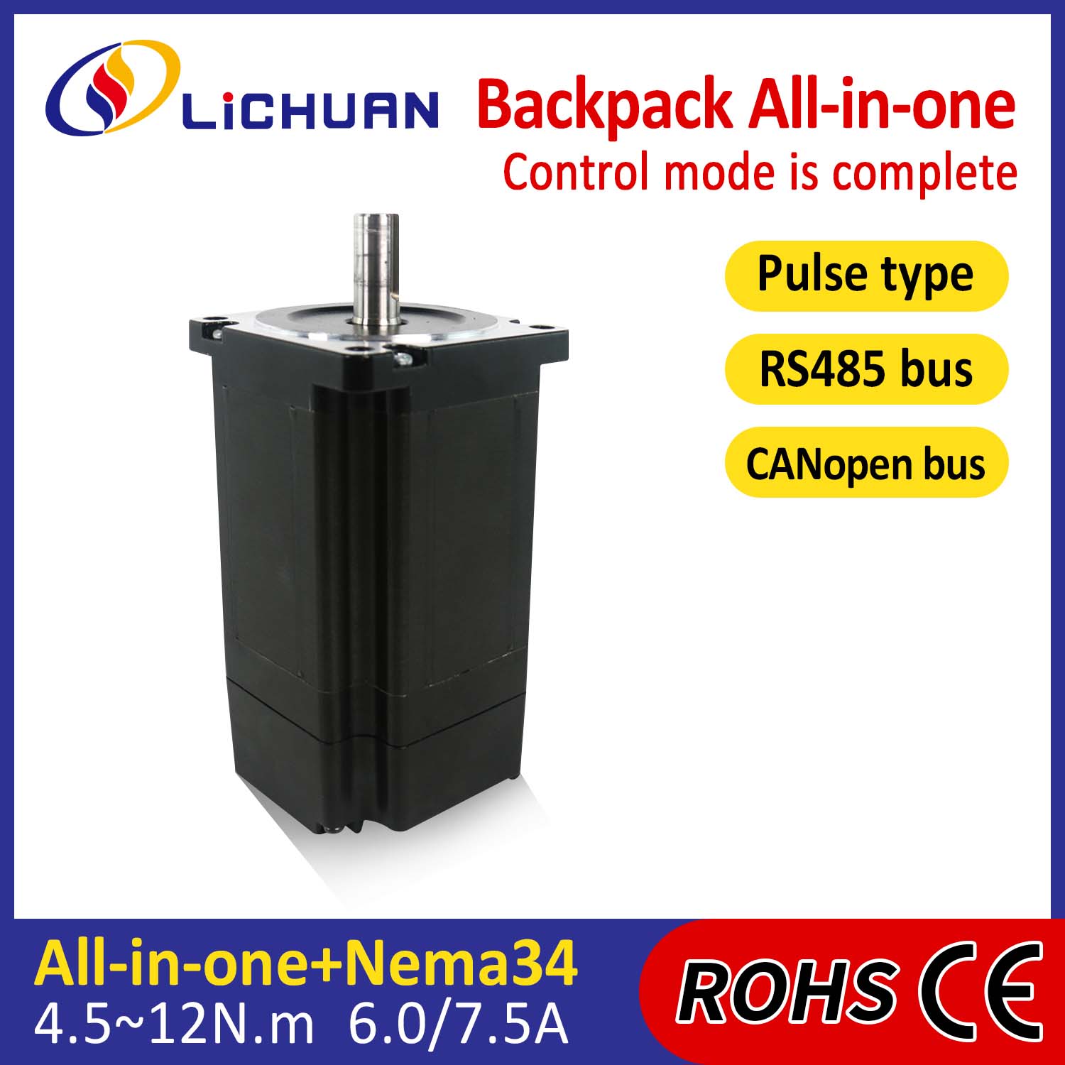 Uri ng Backpack NEMA34 Buksan ang loop-closed loop integrated stepper motor
